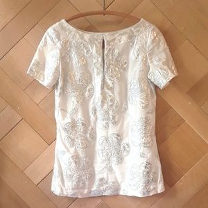 Tory Burch Metallic Flower White Blouse 4